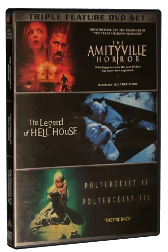 The Amityville Horror / The Legend of Hell House / Poltergeist II & III DVD cover